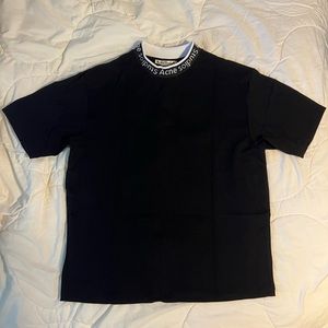 Acne Logo Neck T-Shirt Black